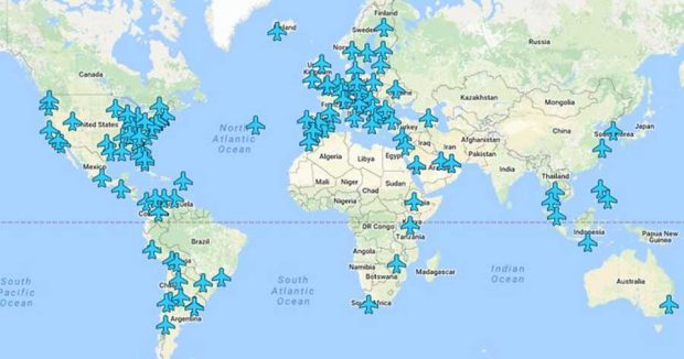 نقشه جهانی اینترنت رایگان در فرودگاهها