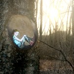 jana js paint figures enclosed in tree trunk circles designboom 05