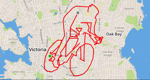 GPS Route Doodles by Riding Bike Around City mihanpost