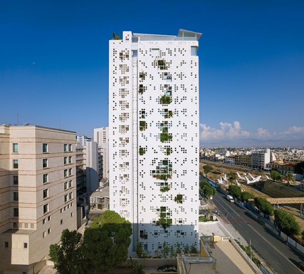nouvels pixelated white walls tower in cyprus mihanpost 1