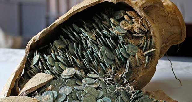 کشف جالب ۶۰۰ کیلوگرم سکه رومی