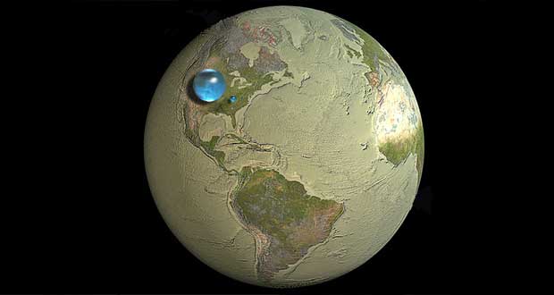 میزان حجم آب به نسبت حجم زمین