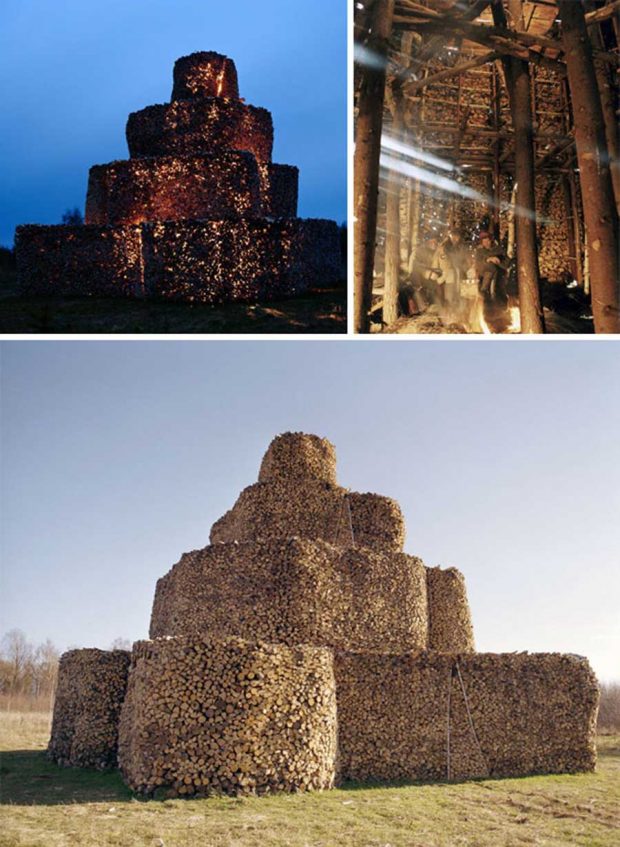 ساخت آثار هنری با هیزم