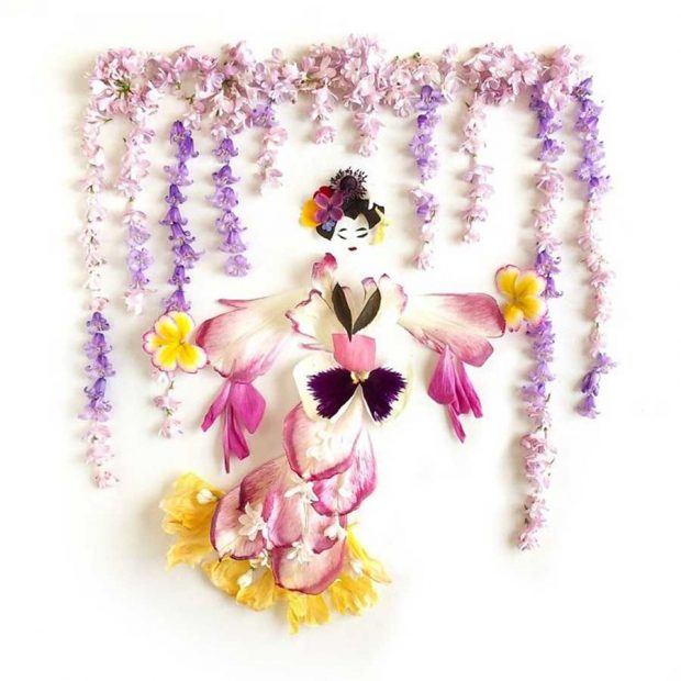 تصاویری از آثار هنرمندی که گلبرگ‌ها را به نقاشی‌های دیدنی تبدیل می کند