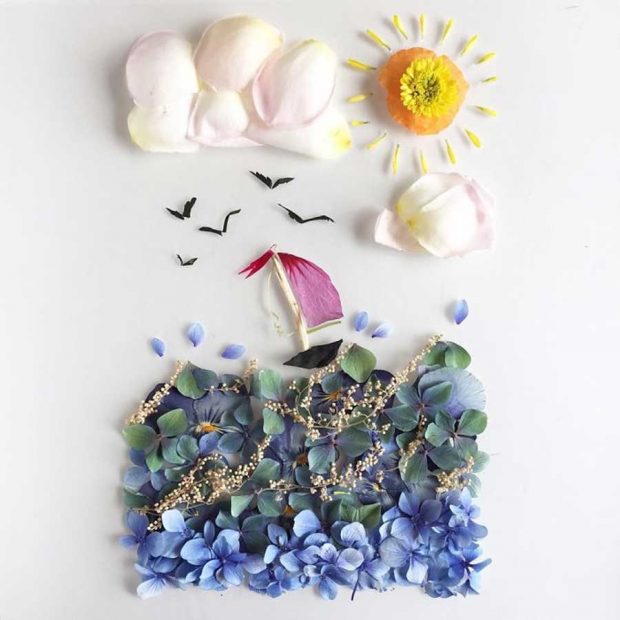 تصاویری از آثار هنرمندی که گلبرگ‌ها را به نقاشی‌های دیدنی تبدیل می کند