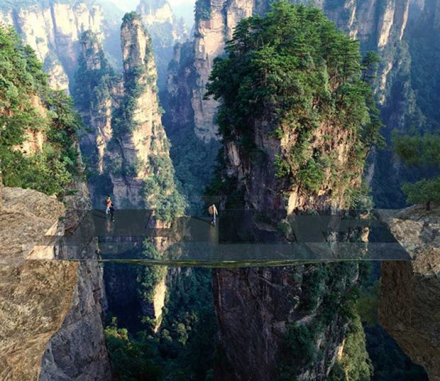 ساخت پل نامرئی پروژه ای ترسناک در کوههای آواتار چین + عکس 4 پل نامرئی