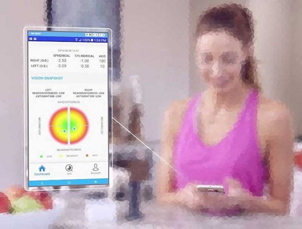 کیت تست بینایی EyeQue دستگاه کوچک اپتومتریستی که با موبایل کار می کند 6 کیت تست بینایی EyeQue