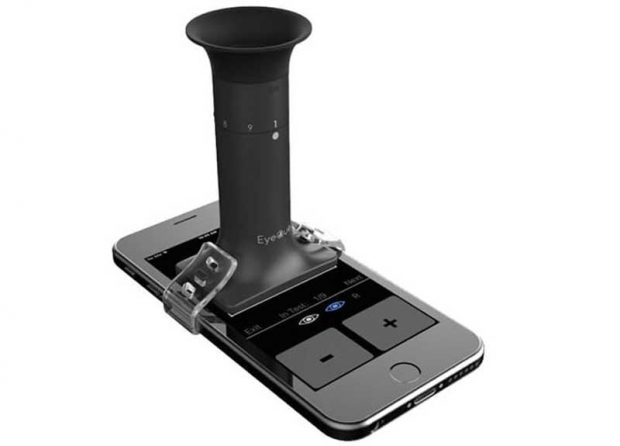 کیت تست بینایی EyeQue دستگاه کوچک اپتومتریستی که با موبایل کار می کند 2 کیت تست بینایی EyeQue