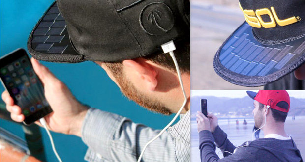 شارژ تلفن همراه با کلاه مجهز به پنل خورشیدی