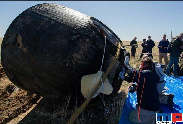 تصاویری دیدنی از لحظه فرود فضانوردان روی زمین 4 لحظه فرود فضانوردان روی زمین