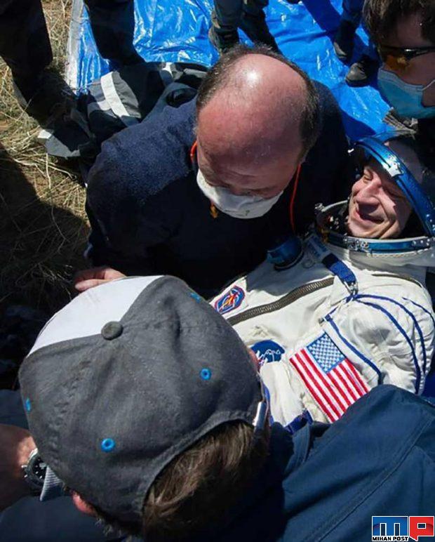 تصاویری دیدنی از لحظه فرود فضانوردان روی زمین 7 لحظه فرود فضانوردان روی زمین