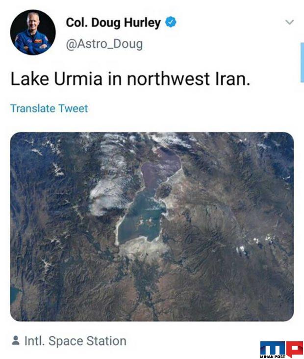 عکس دریاچه ارومیه از فضا دریچه دوربین داگ هارلی فضانورد ناسا 2 عکس دریاچه ارومیه از فضا