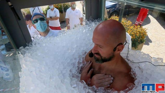 رکورد نشستن در یخ توسط جوزف کوبرل از اتریش شکسته شد 17 رکورد نشستن در یخ