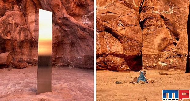 ناپدید شدن شئ فلزی مرموز بیابان ایالت یوتا آمریکا + عکس 1 شئ فلزی مرموز بیابان ایالت یوتا آمریکا